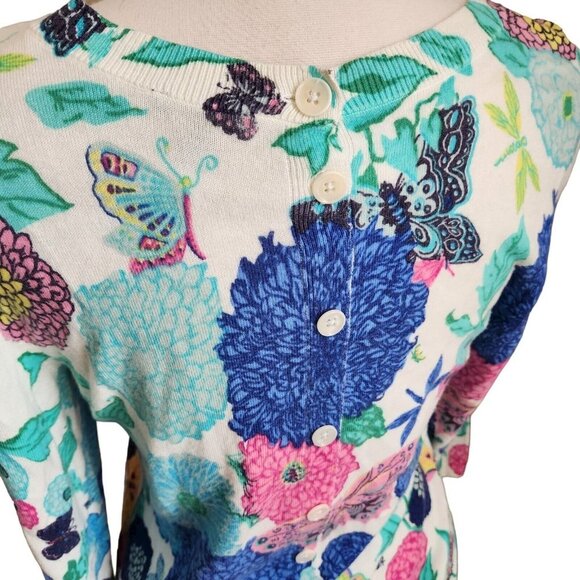 Talbots Womens Blouse Size Large Multicolor Floral Long Sleeve Pullover Top - Picture 6 of 13